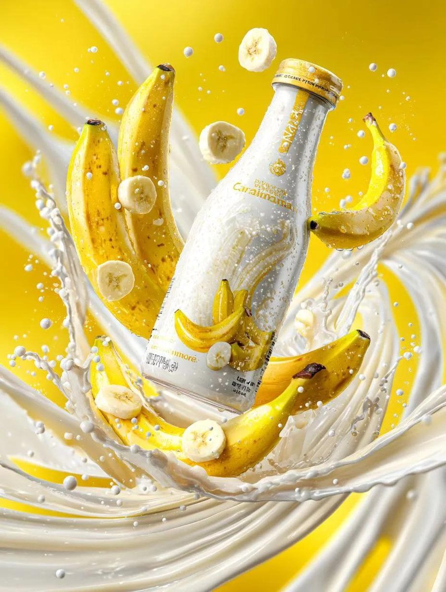 Banana Milk Bottle with Dynamic Milk Splash (3)