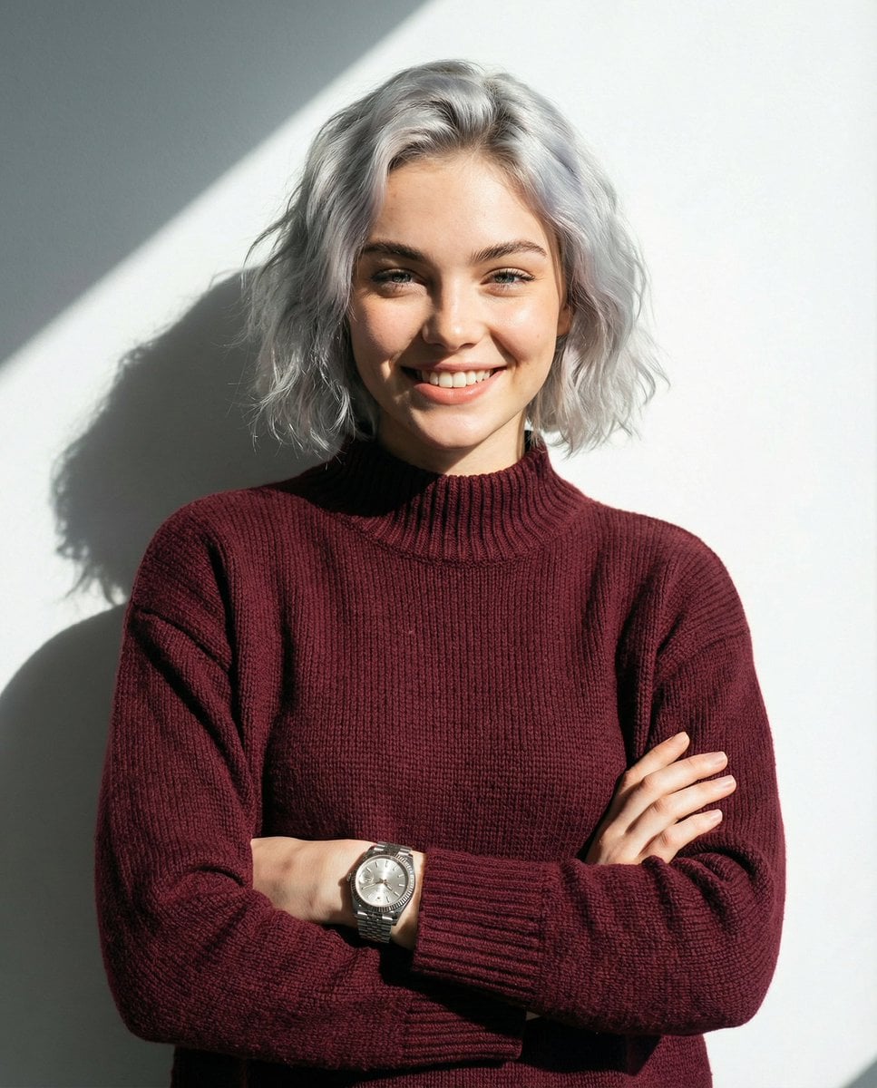 Smiling Man in Maroon Sweater with Rolex Watch (2)