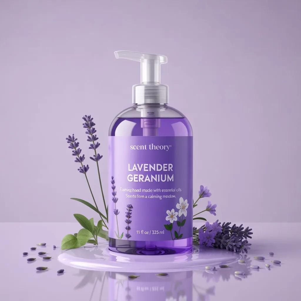 Lavender Bottle Product Shot with Milk Puddle
