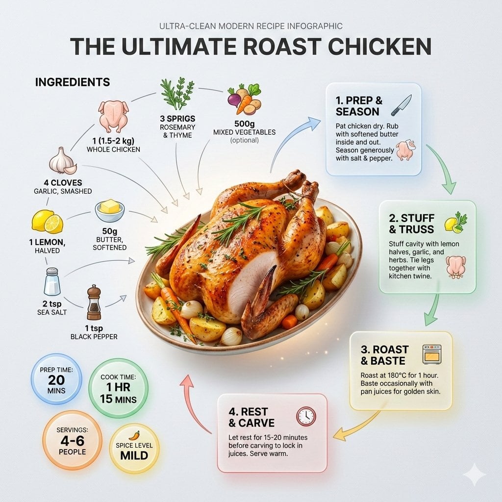 Roast Chicken Recipe Infographic with Steps