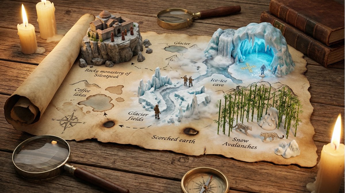 3D Treasure Map Adventure on Aged Parchment(4)