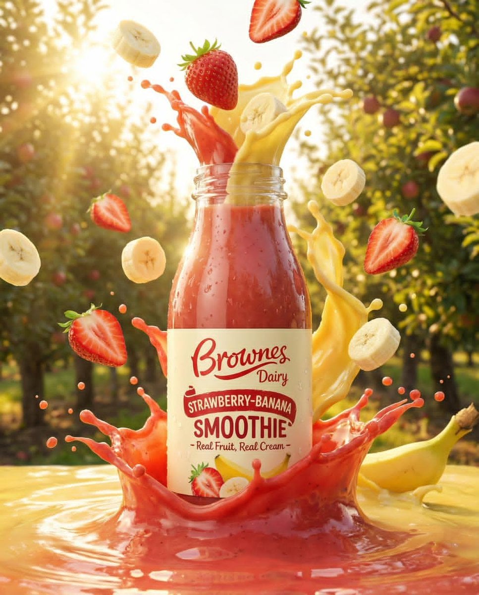 Premium Fruit Drink Bottle with Splashing Tropical Fruit