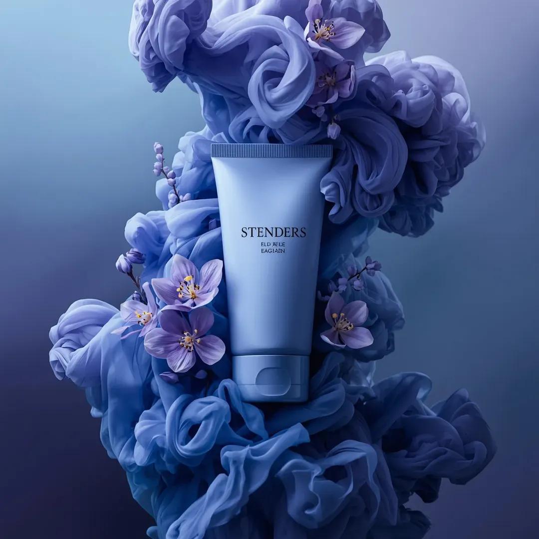 Periwinkle Cosmetic Tube in Blue-Violet Floral Smoke