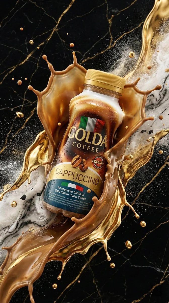 Cappuccino Coffee Bottle with Explosive Liquid Splashes (2)