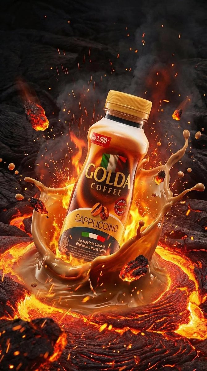 Cappuccino Coffee Bottle with Explosive Liquid Splashes (3)