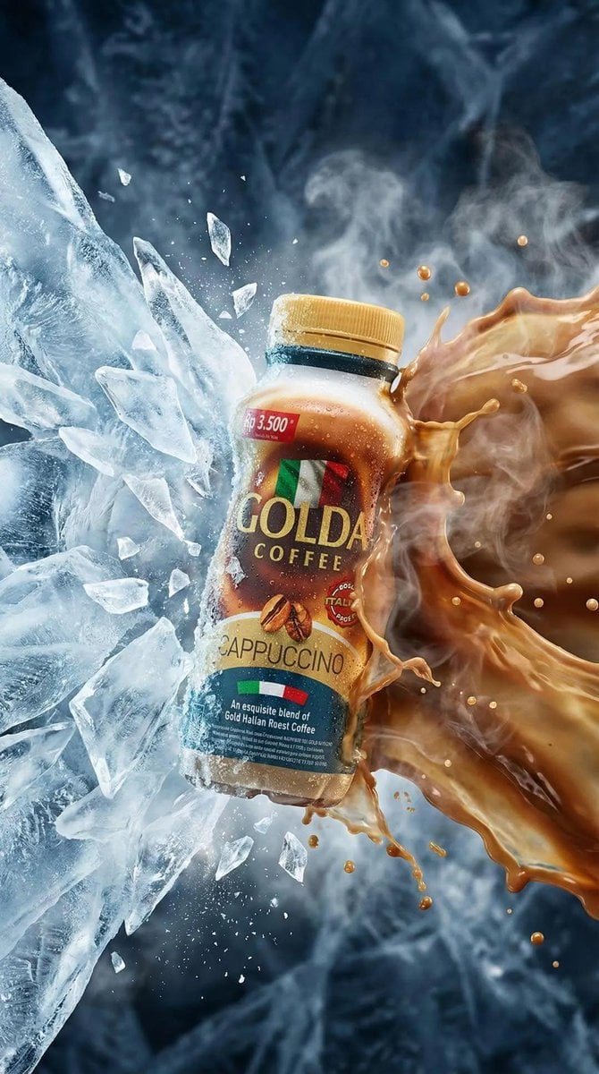 Cappuccino Coffee Bottle with Explosive Liquid Splashes (4)