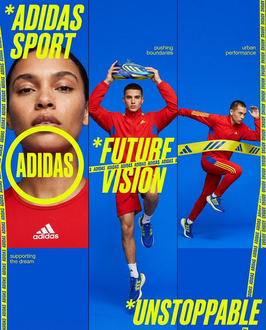 Brand Editorial Triptych with Wordmark Overlays