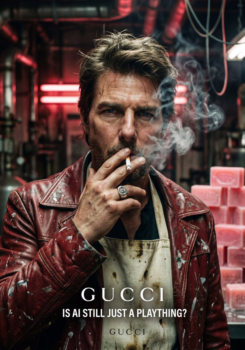 Tom Cruise Gritty Gucci Cinematic Portrait