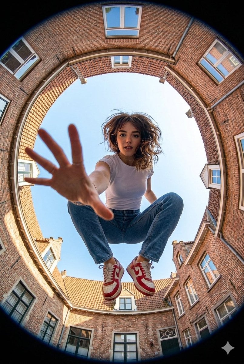 Fisheye Streetwear Portrait from Ground Level