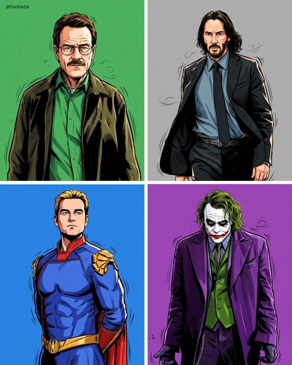 High-Contrast Comic Upper-Body Portrait