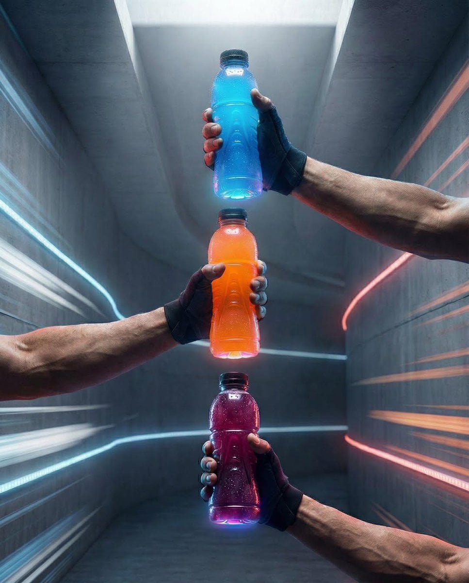 Hands Holding Bottled Drinks in Commercial Ad Set (4)
