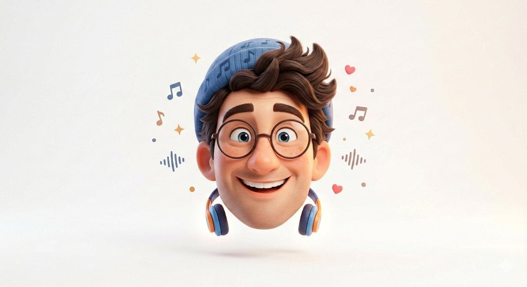 Happy 3D Man Avatar on White Background (2)