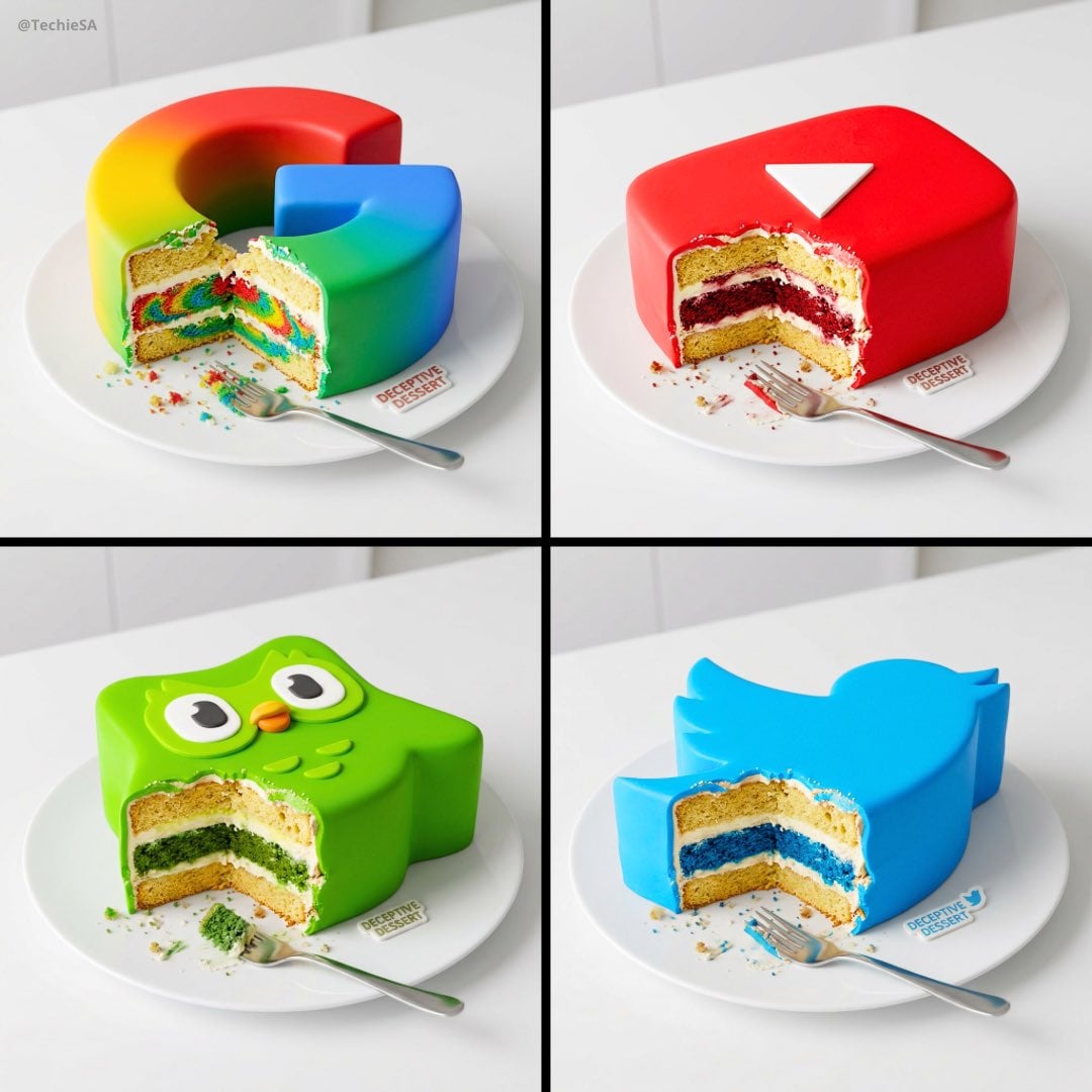 Logo-Shaped Cake Bite Reveal Illustration