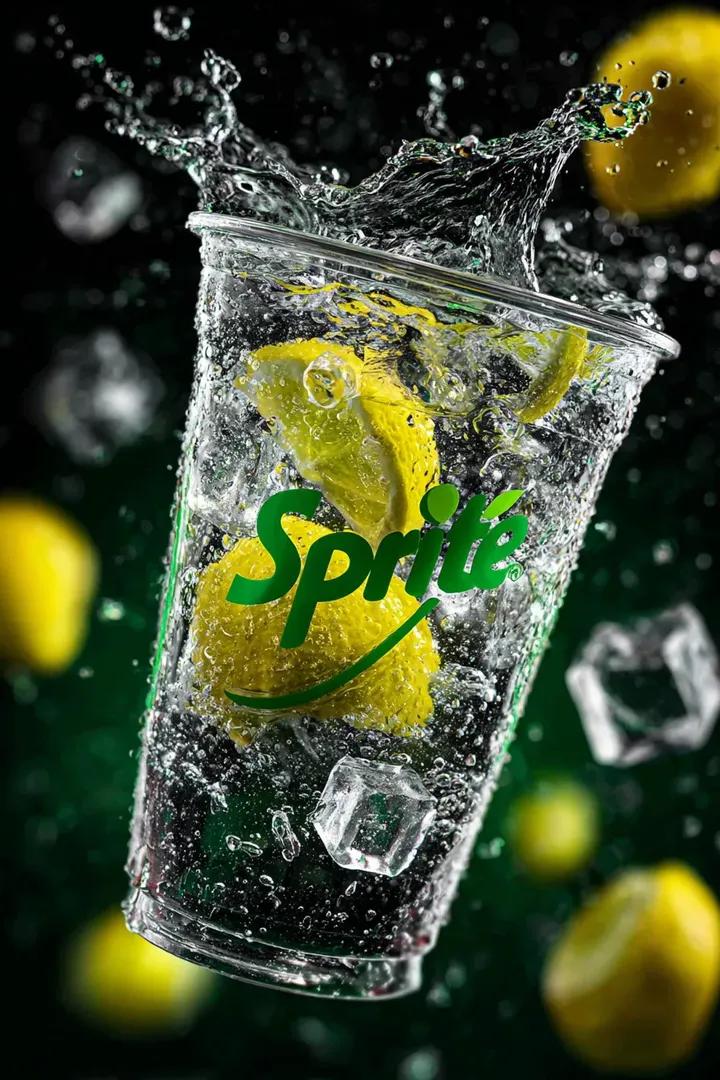 Floating Sprite Lemon Soda Cup with Neon Green Splash