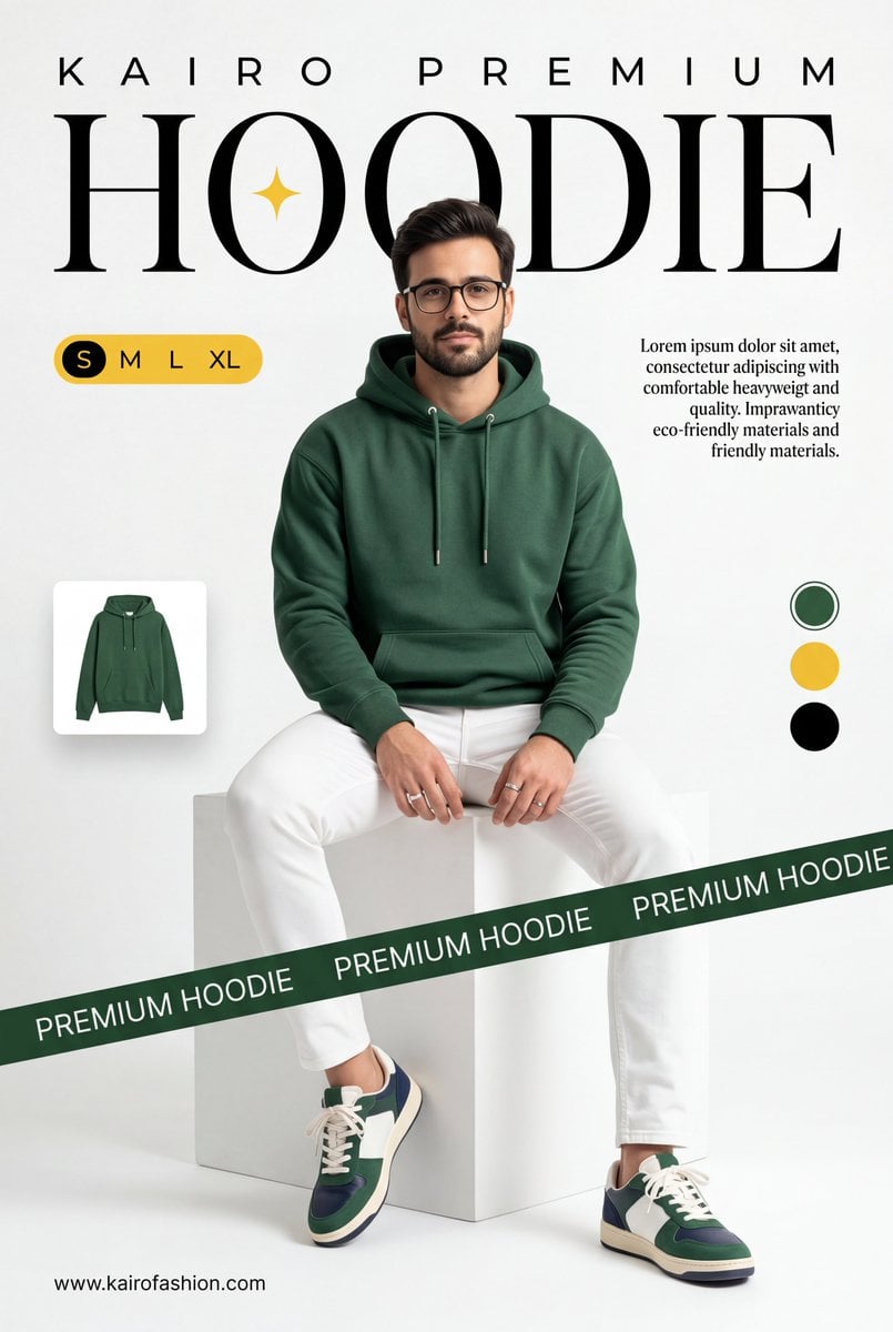 Forest Green Hoodie Fashion Advertisement