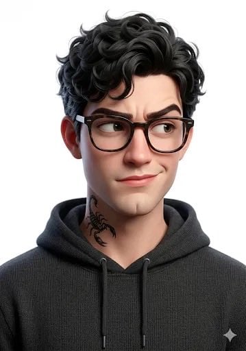 Young Man 3D Character Portrait with Round Glasses