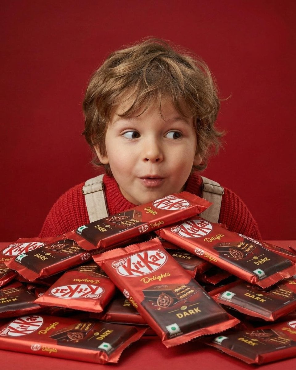 Girl Holding KitKat Dark Chocolate Ad Photo(2)
