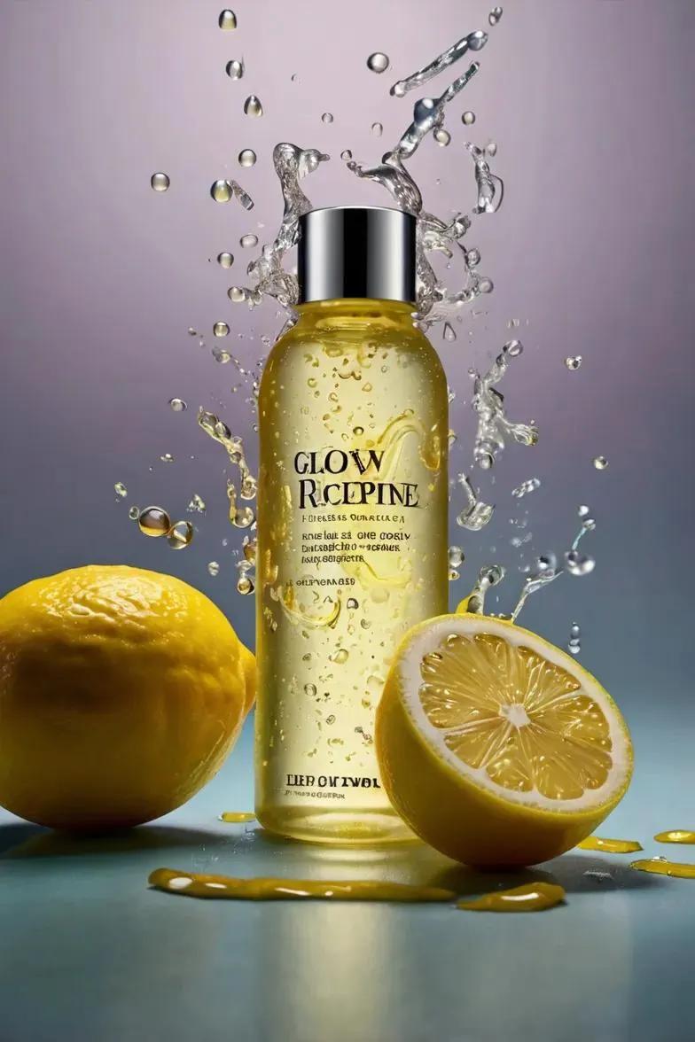 Floating Lemon Serum Bottle Beauty Product Shot(2)