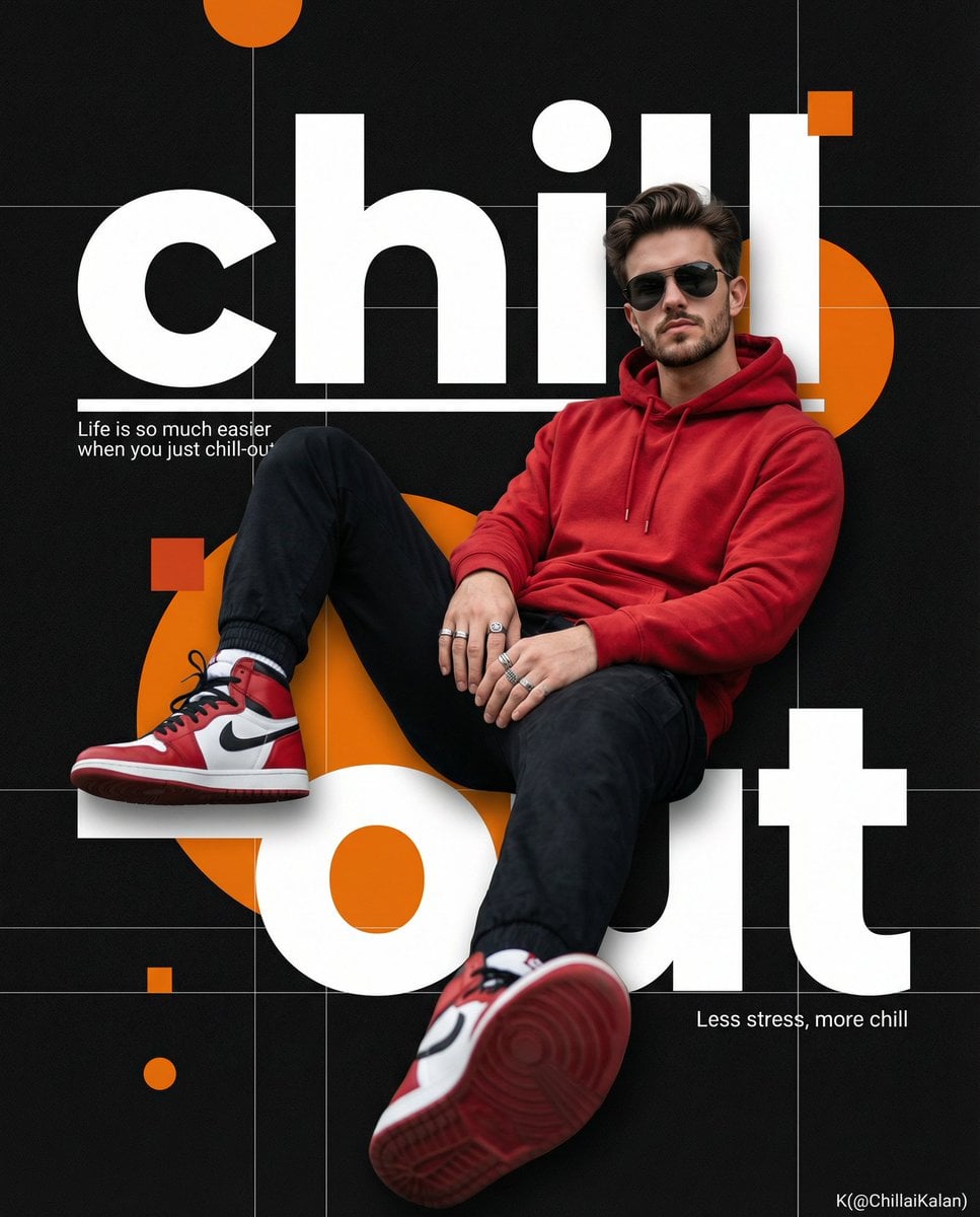 Chill-Out Red Hoodie Cinematic Poster Portrait