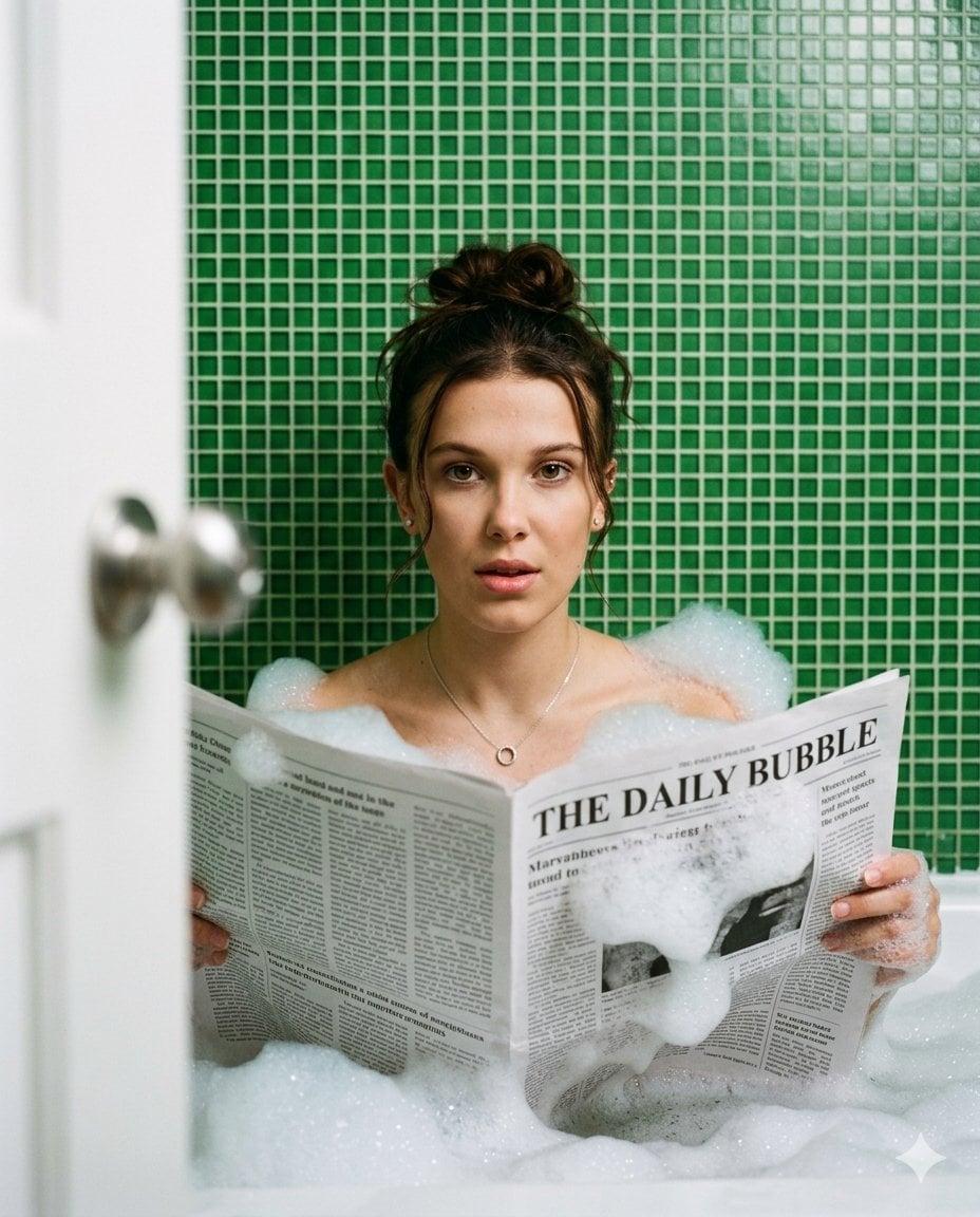 Blonde Actress Bathtub Editorial Portrait
