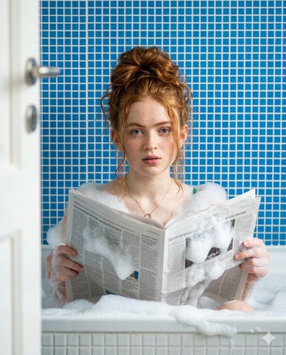 Blonde Actress Bathtub Editorial Portrait(3)