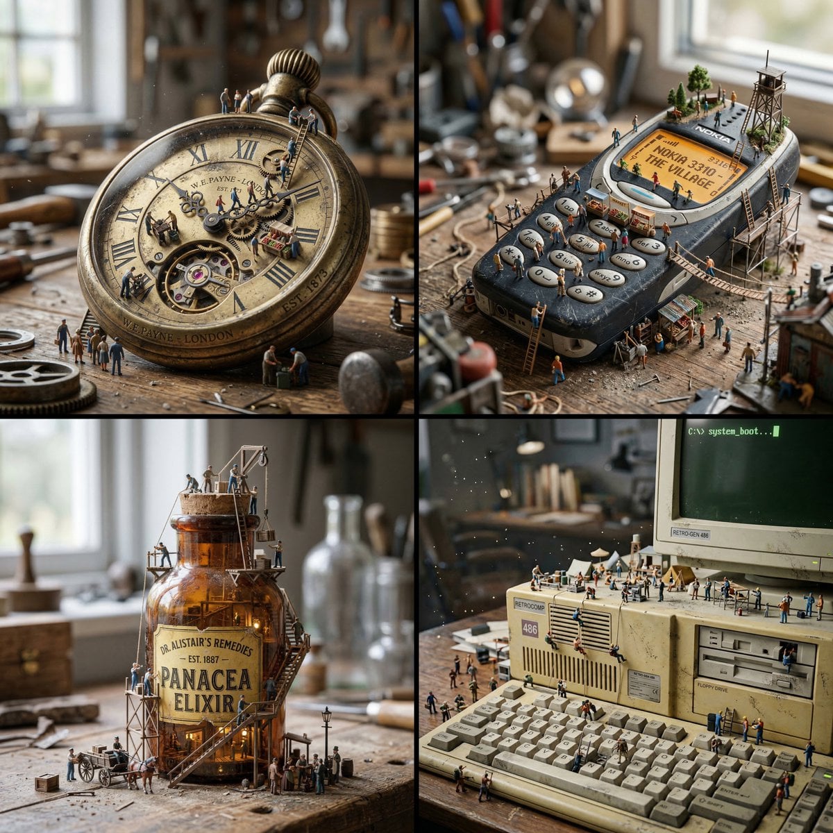 Miniature Surreal Macro Scene with Oversized Object