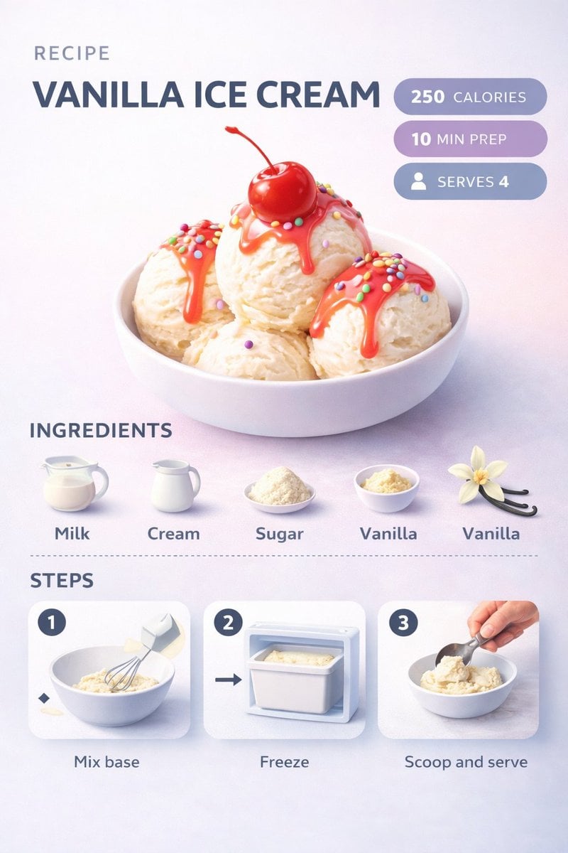 Vanilla Ice Cream Recipe Infographic
