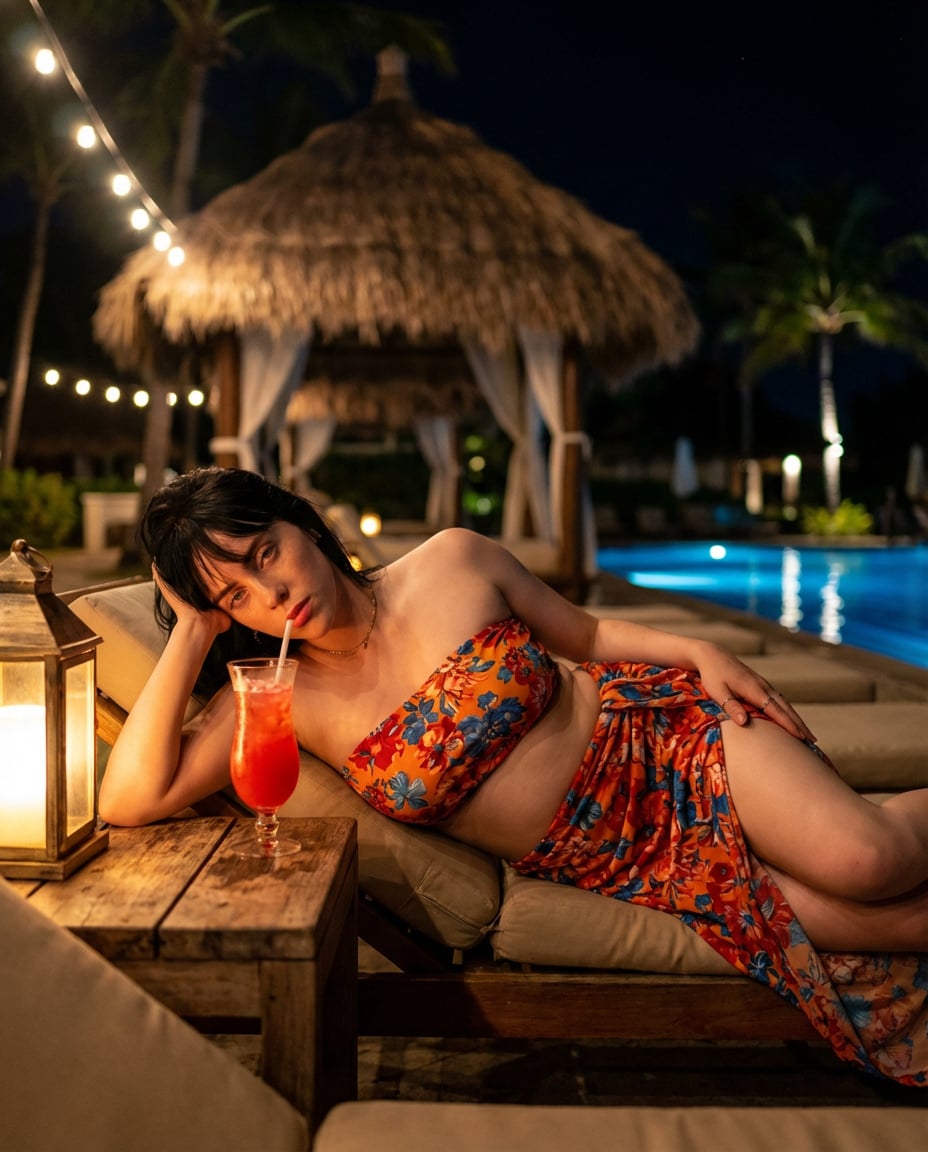 Poolside Tropical Resort Night Portrait(4)