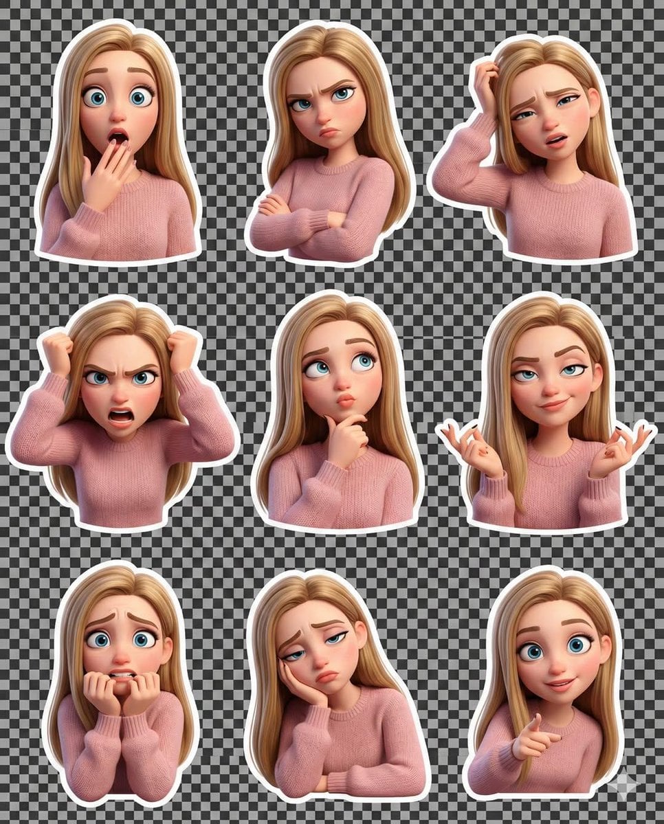 Personalized 3D Meme Character Sticker Grid(2)