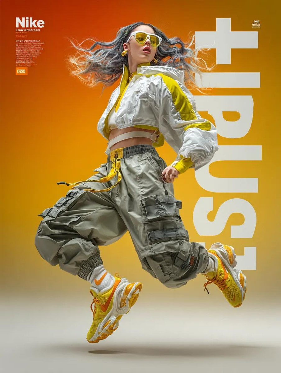 Futuristic Nike Fashion Ad with Jumping Model(2)