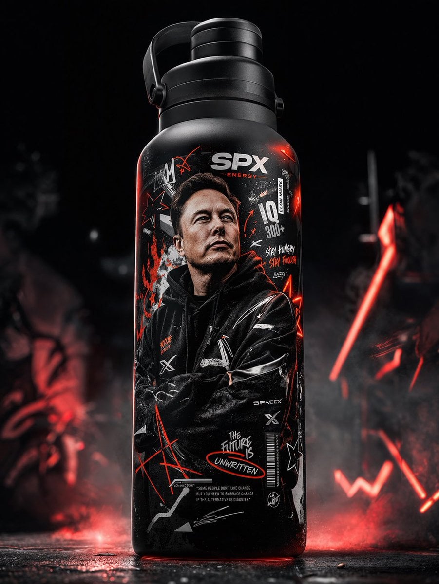 Matte Black Streetwear Character Bottle Product Shot(2)