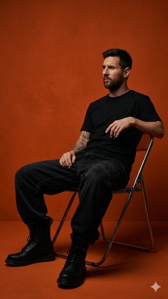 Dark Orange Studio Portrait of a Young Man