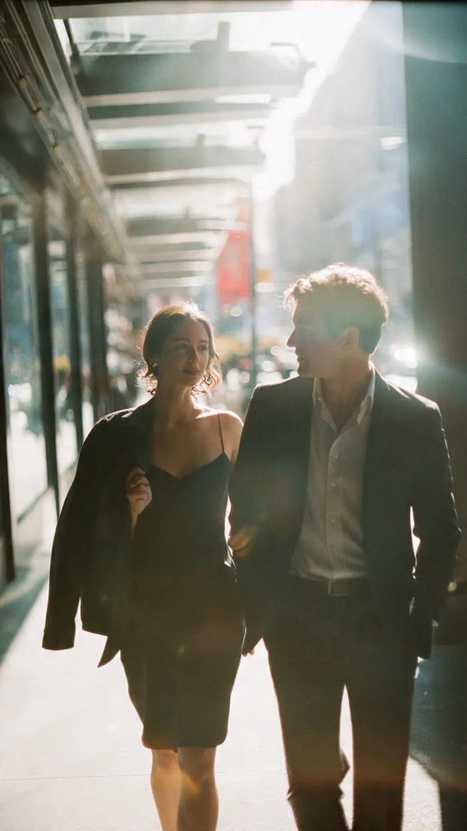 Cinematic Romantic Couple Portrait on 35mm Film