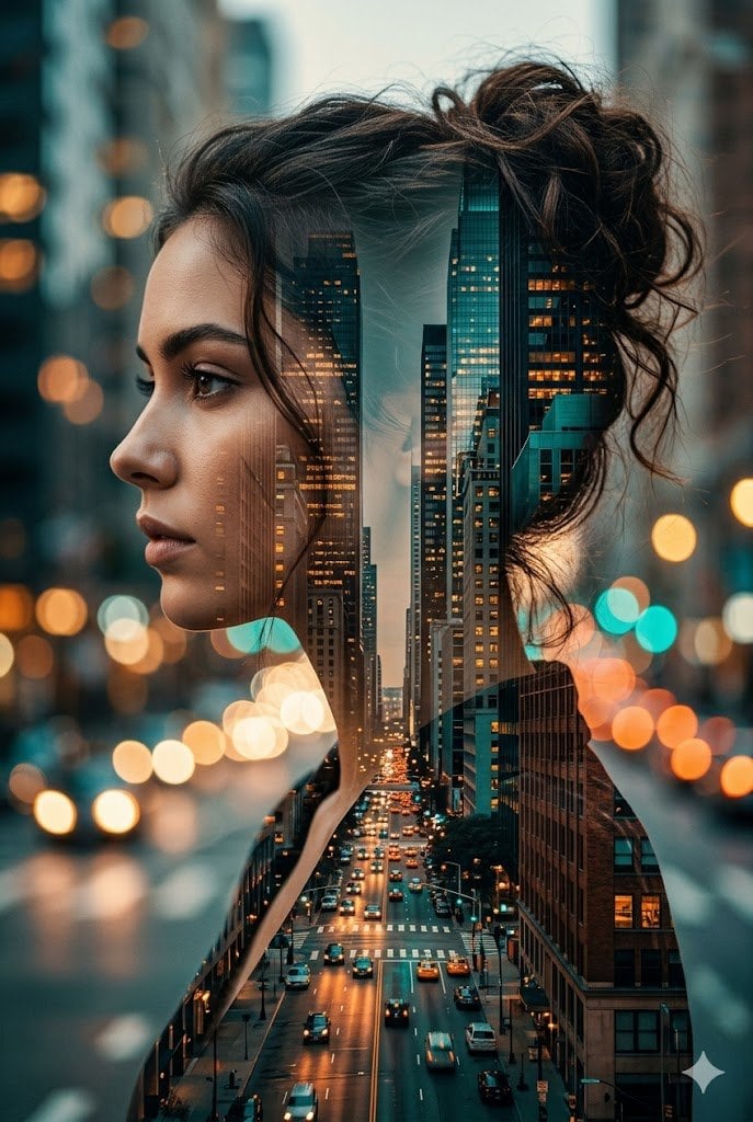 Hollywood Actress Double Exposure Portrait
