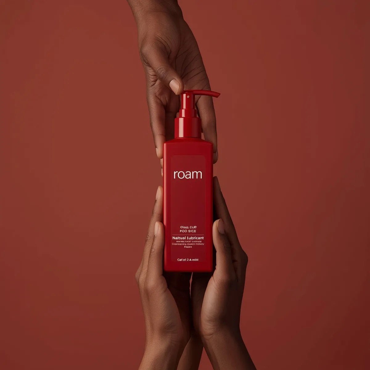 Matte Red Pump Bottle with Diverse Hands (2)