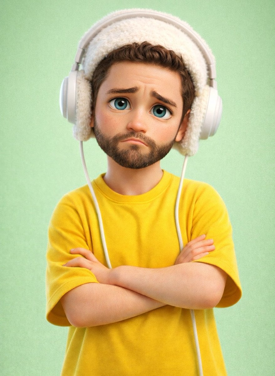 Pouty 3D Cartoon Character on Pastel Green(2)