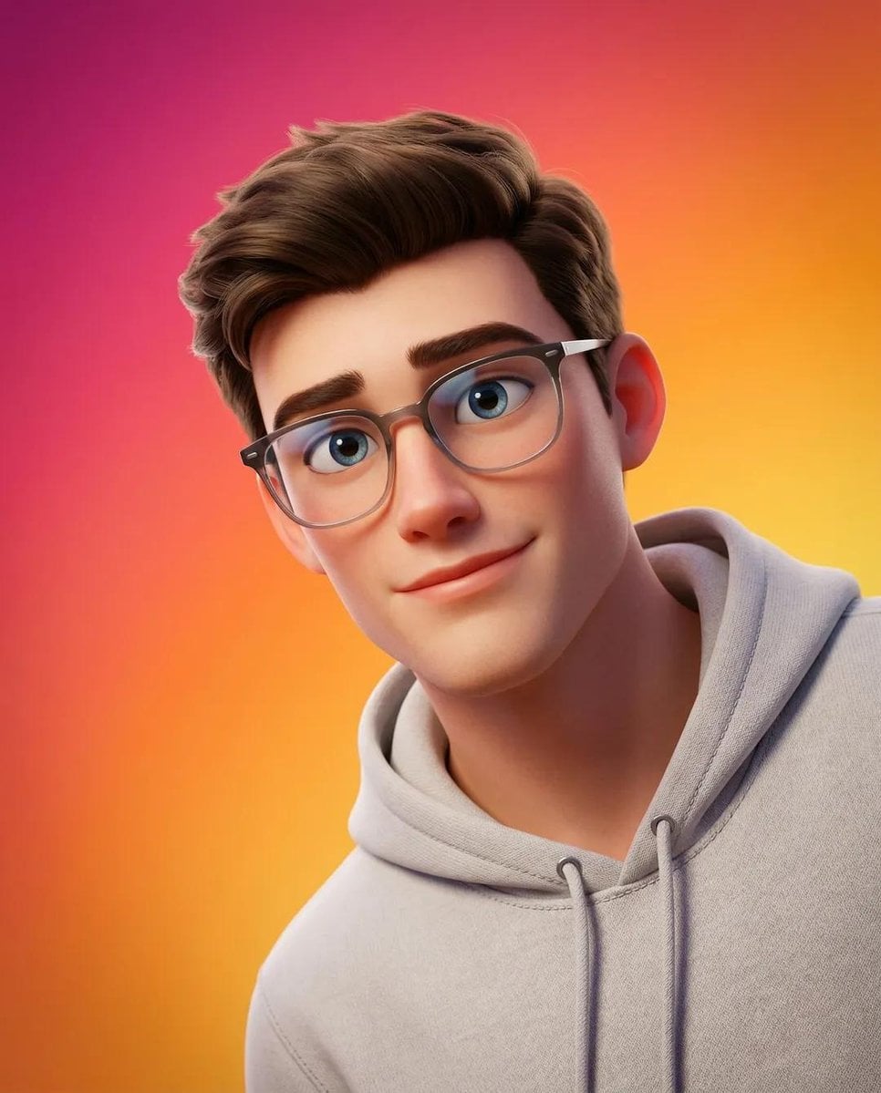 Pixar-Style 3D Portrait with Transparent Glasses(2)