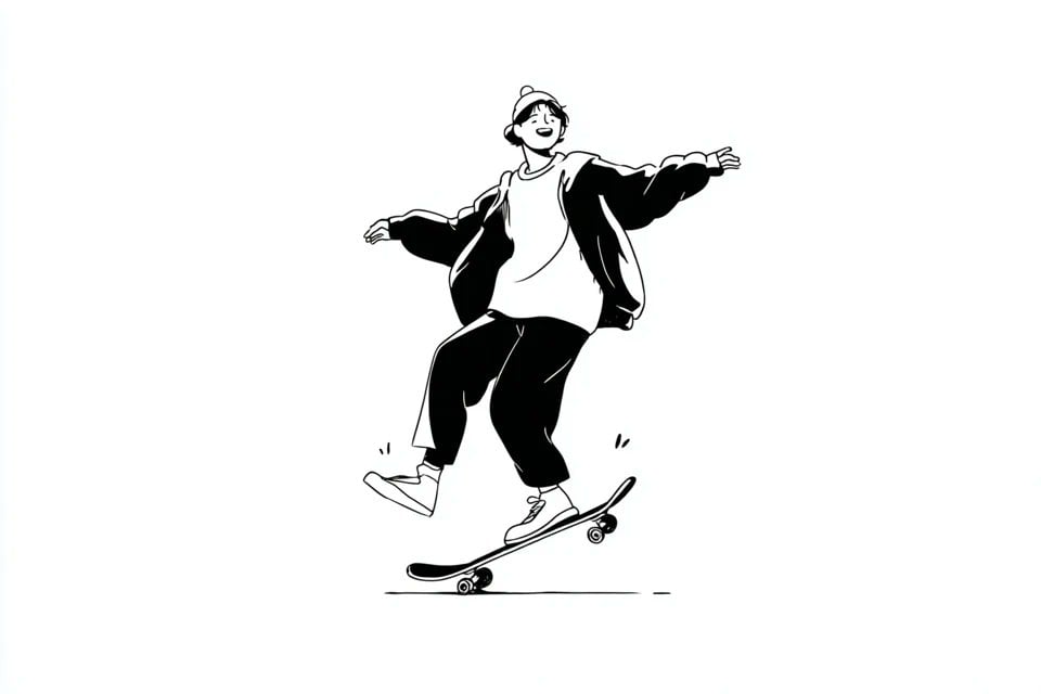 Notion-Style Monochrome Character Illustration(4)