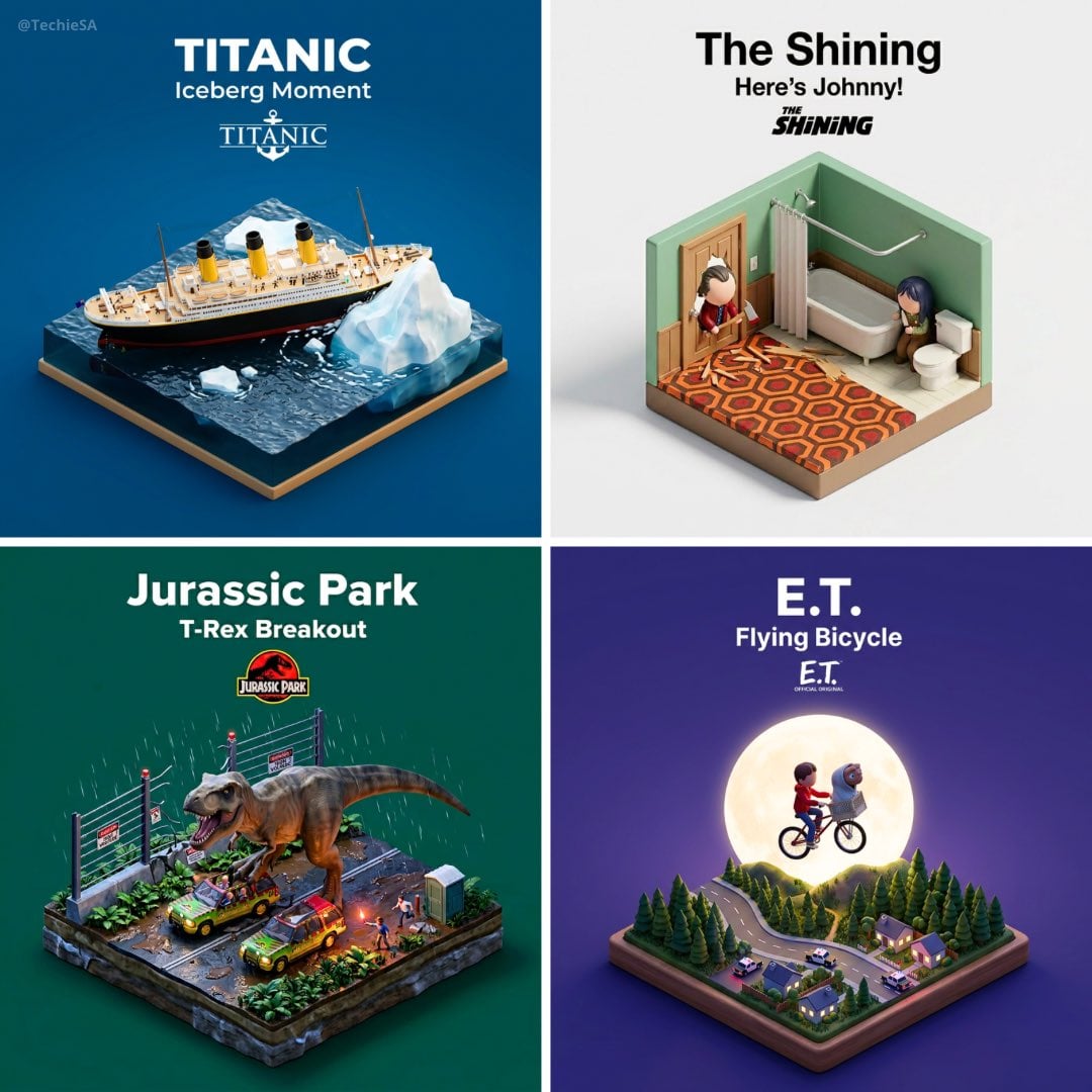 Isometric Movie Scene Diorama with Logo