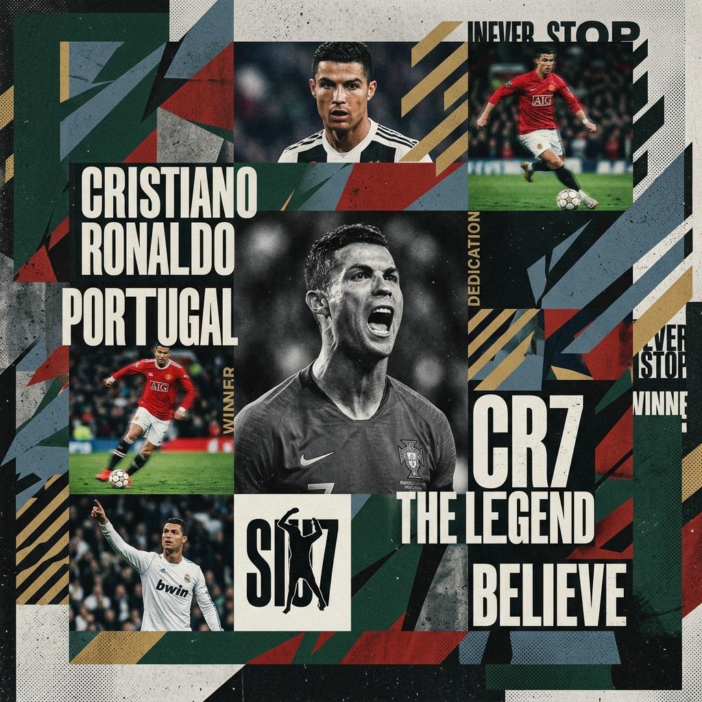 Modern Maximalist Sports Collage for Team and Player
