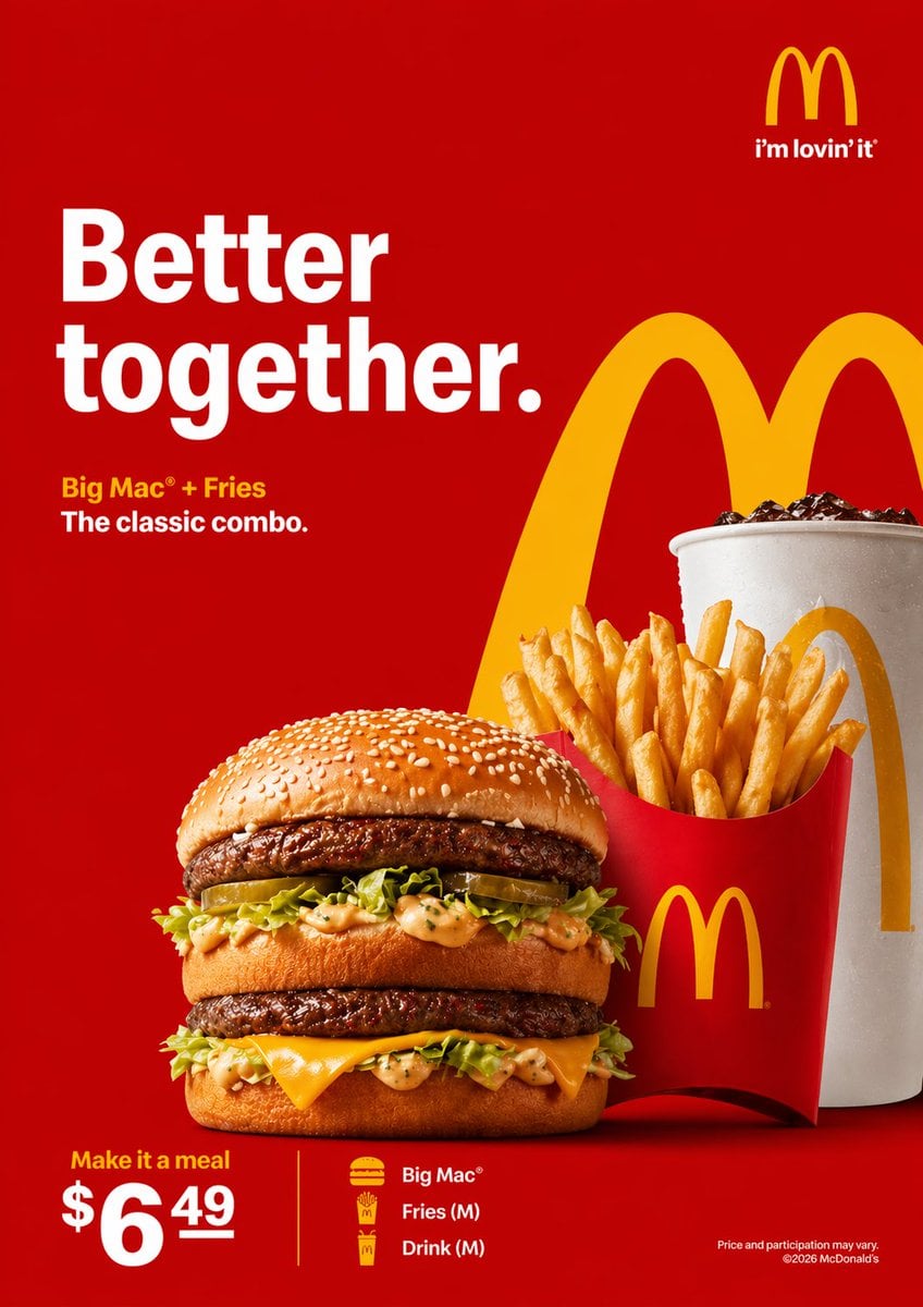 Big Mac Combo Ad with Bold Red Branding