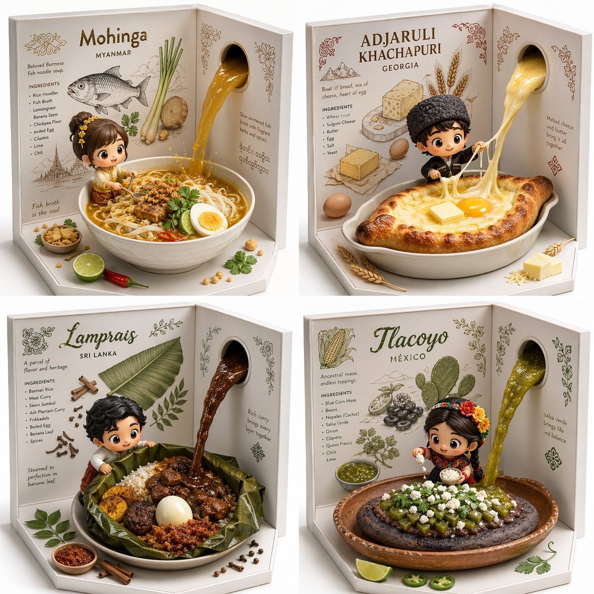 2x2 Hidden Gem International Food Diorama Grid