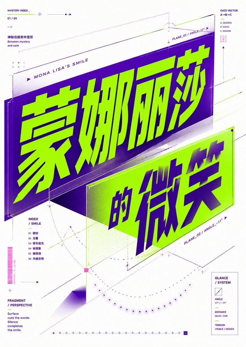 Oblique Planar Perspective Typographic Poster(3)